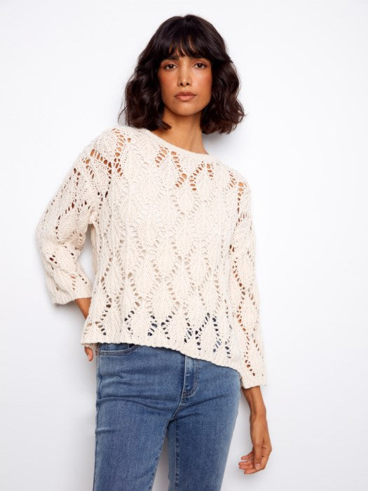 Charlie B Crochet Crew Neck Sweater
