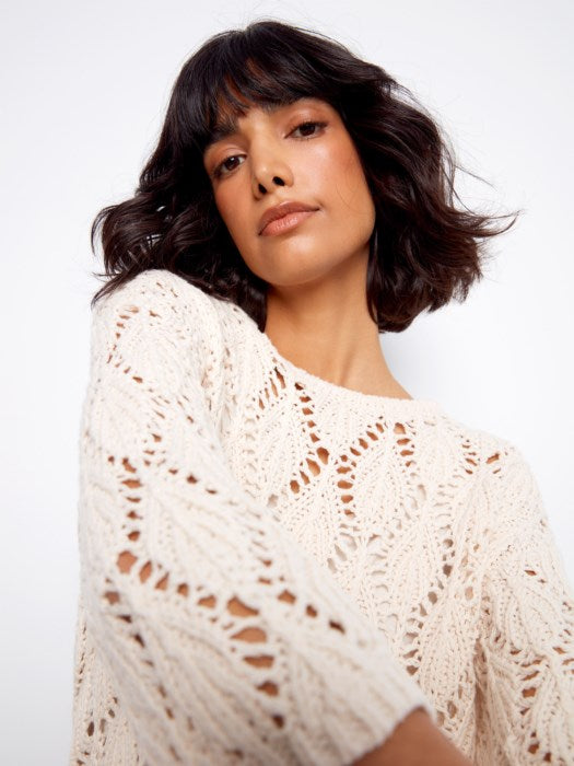 Charlie B Crochet Crew Neck Sweater