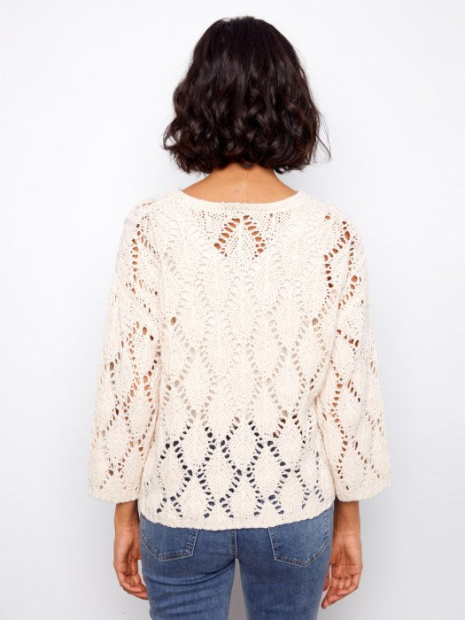 Charlie B Crochet Crew Neck Sweater