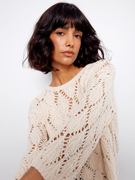 Charlie B Crochet Crew Neck Sweater