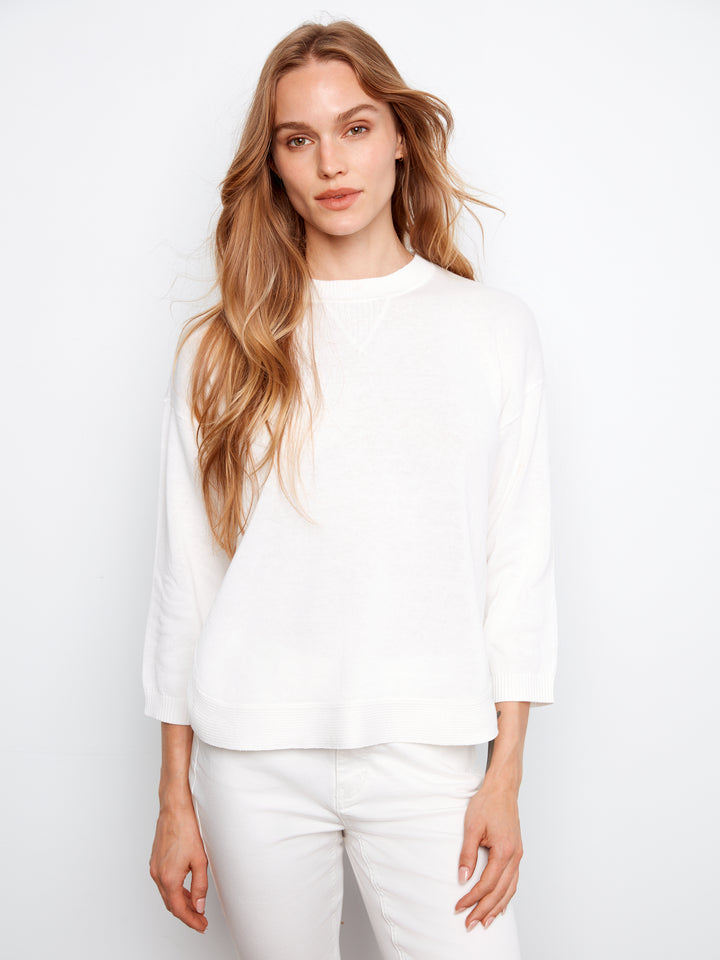 Charlie B Rounded Hem Cotton Sweater