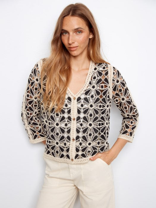Charlie B Crochet V-Neck Cardigan