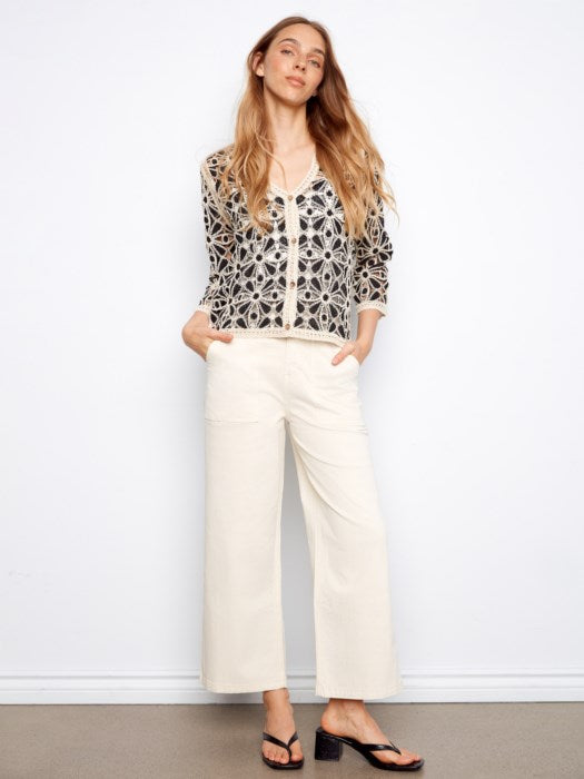 Charlie B Crochet V-Neck Cardigan