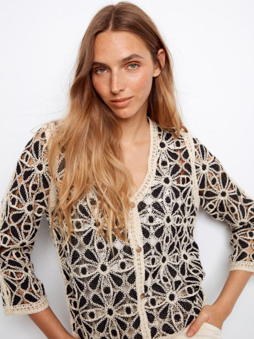 Charlie B Crochet V-Neck Cardigan