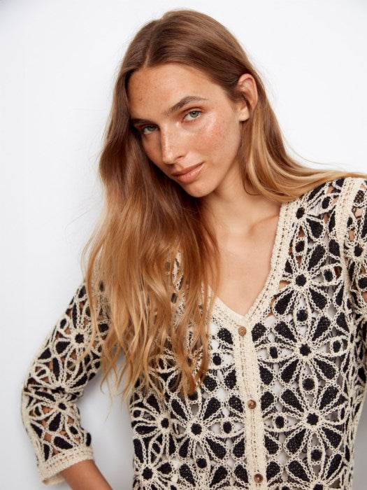 Charlie B Crochet V-Neck Cardigan