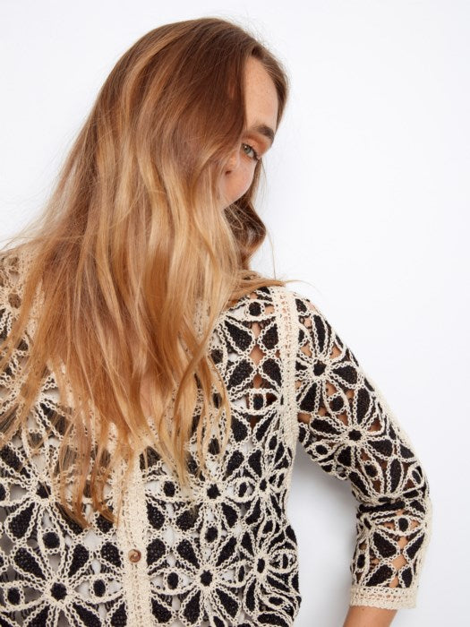 Charlie B Crochet V-Neck Cardigan