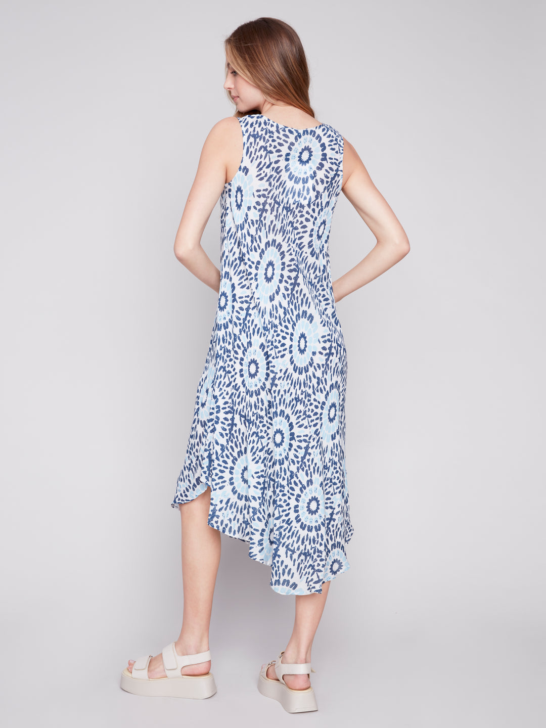 Charlie B Printed Sleeveless Flare Rayon Dress