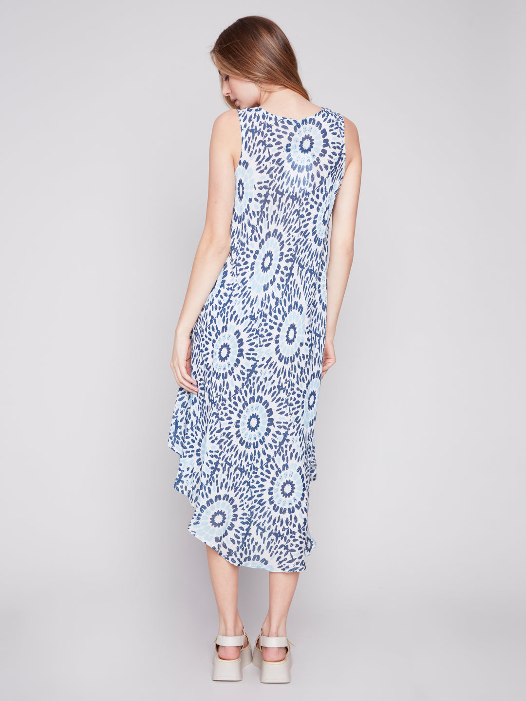 Charlie B Printed Sleeveless Flare Rayon Dress