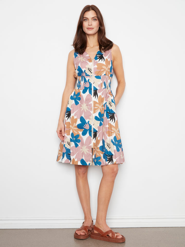Charlie B Cotton Voile Printed Front-Zip Dress