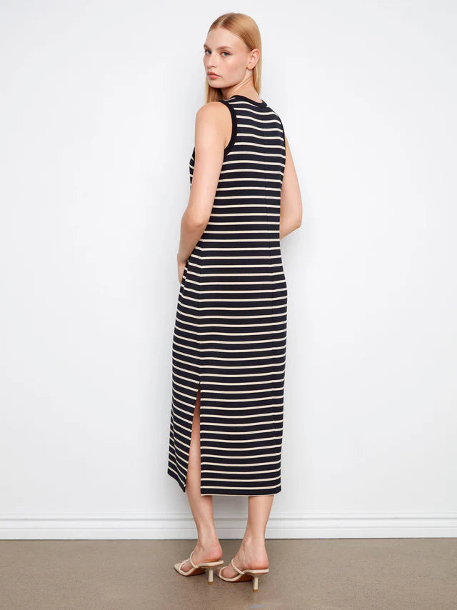 Charlie B Sleeveless Striped Scuba Dress