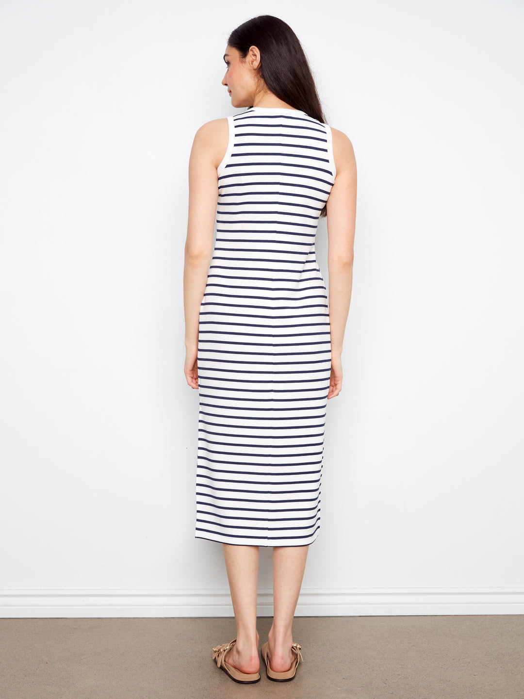 Charlie B Sleeveless Striped Scuba Dress