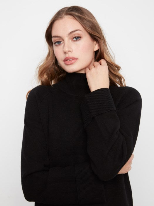 Charlie B Long Sleeve Mock Neck Sweater Dress