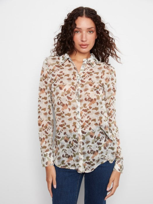 Charlie B Printed Long Sleeve Button-Up Shirt