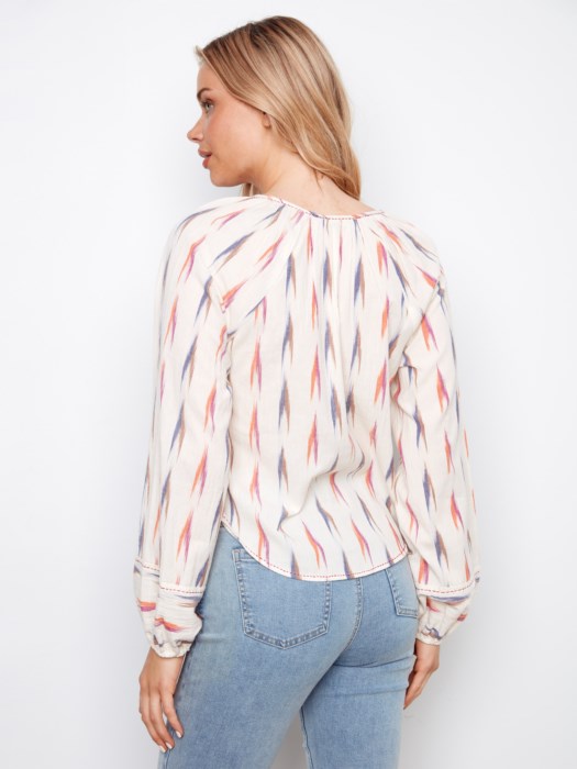 Charlie B Printed Cotton Raglan Blouse