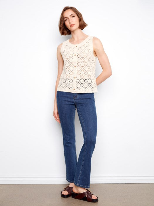 Charlie B Crochet Cotton Sleeveless Vest