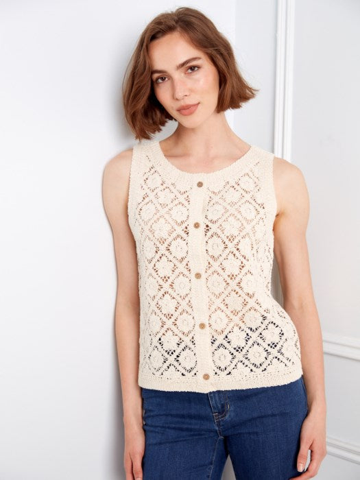 Charlie B Crochet Cotton Sleeveless Vest