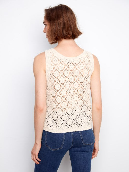 Charlie B Crochet Cotton Sleeveless Vest