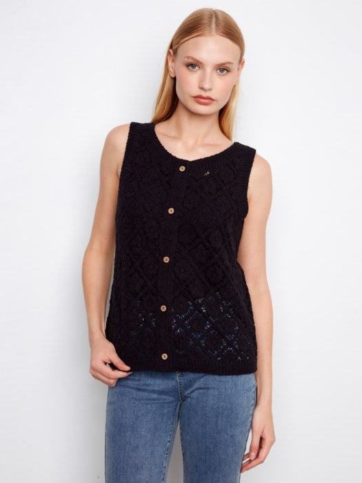 Charlie B Crochet Cotton Sleeveless Vest