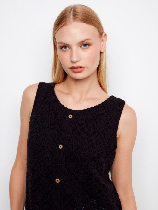 Charlie B Crochet Cotton Sleeveless Vest