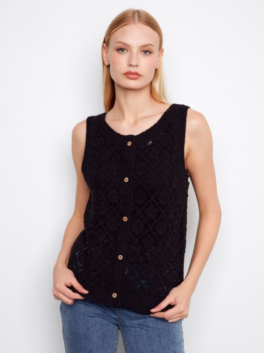 Charlie B Crochet Cotton Sleeveless Vest