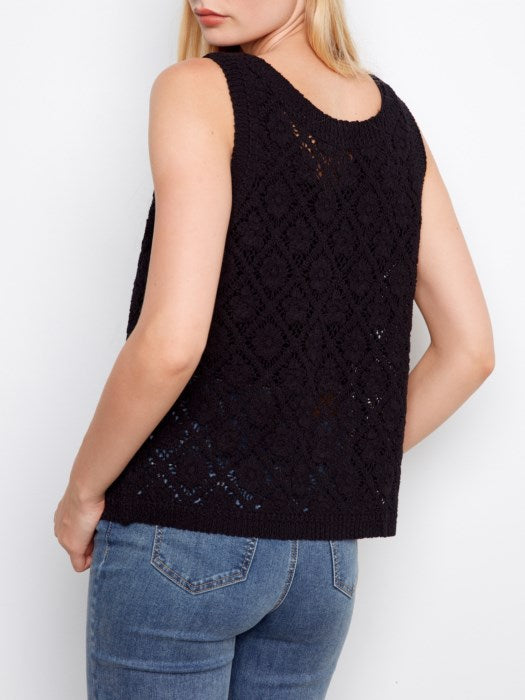 Charlie B Crochet Cotton Sleeveless Vest