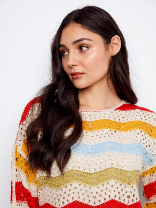 Charlie B Cotton Blend Crochet Sweater