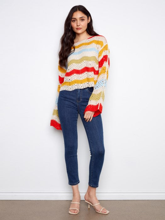 Charlie B Cotton Blend Crochet Sweater