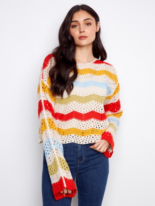 Charlie B Cotton Blend Crochet Sweater