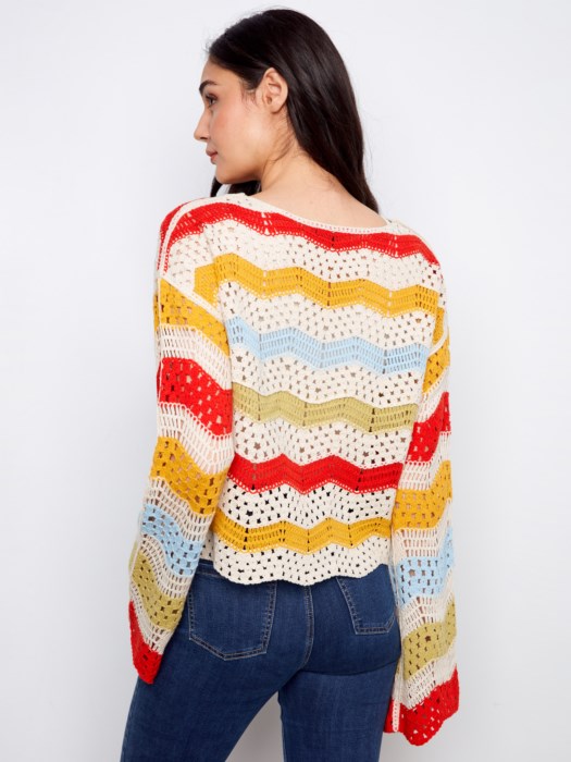 Charlie B Cotton Blend Crochet Sweater
