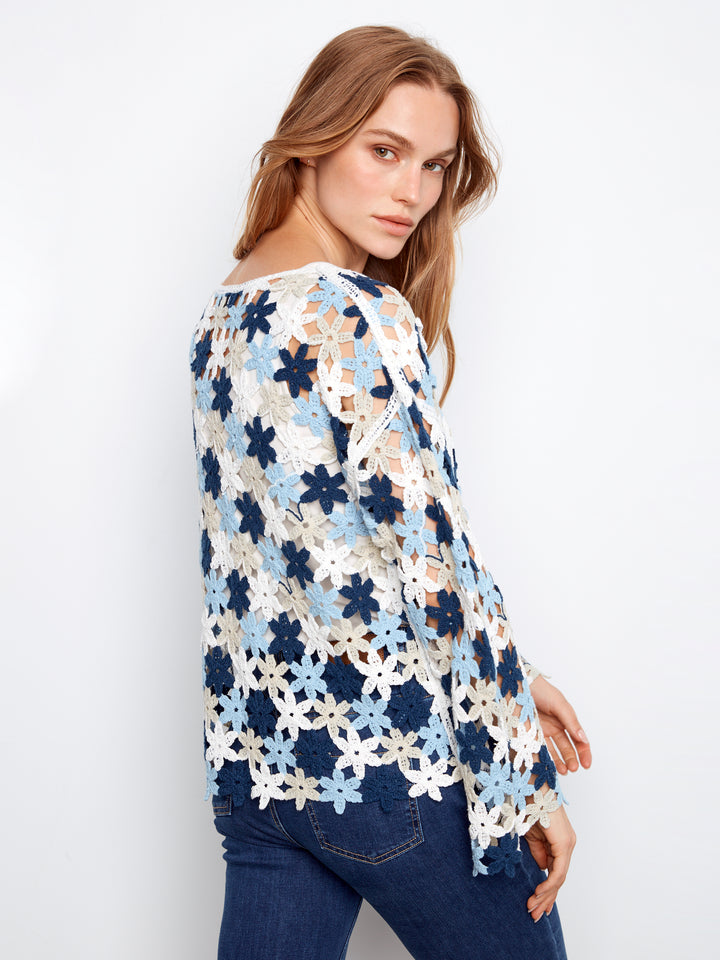 Charlie B Cotton Blend Crochet Flower Top