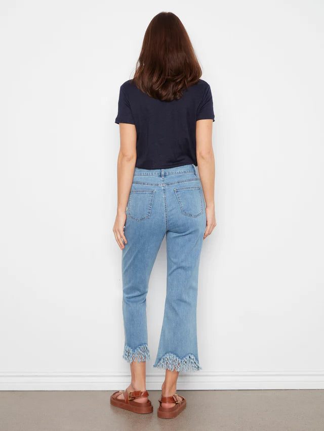 Charlie B Cropped Jeans With Fringed Hem