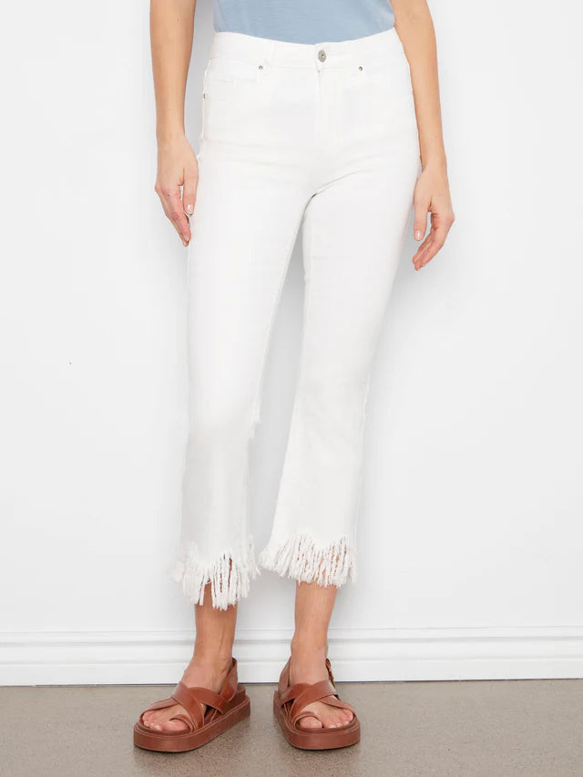 Charlie B Cropped Jeans With Fringed Hem