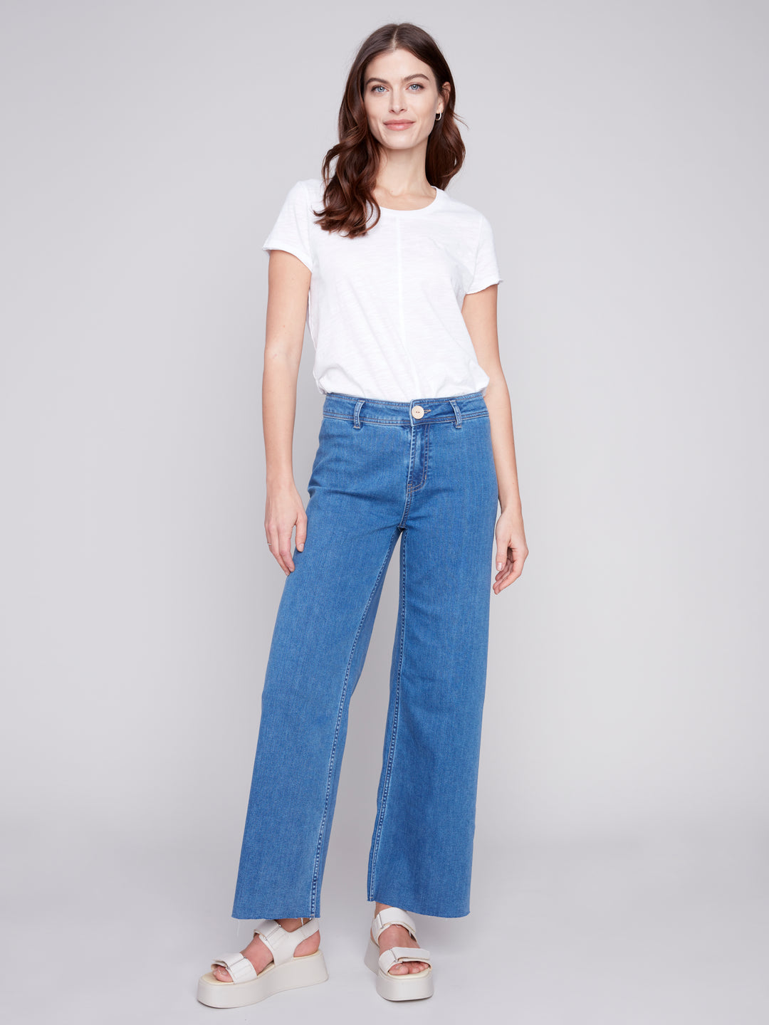 Charlie B Straight Wide Legs Pant With No Outseam