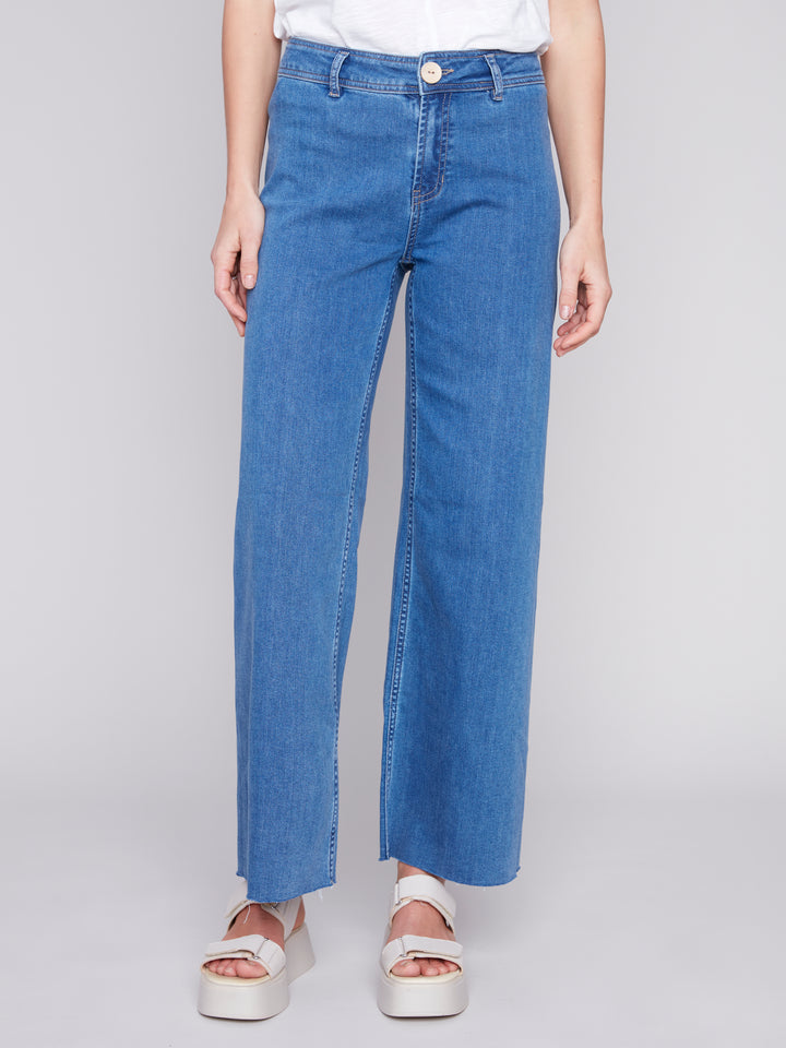 Charlie B Straight Wide Legs Pant With No Outseam