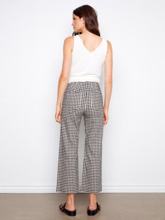 Charlie B Gingham Cropped Linen Blend Pants
