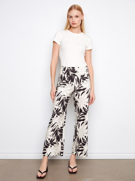 Charlie B Printed Cropped Linen Blend Pants