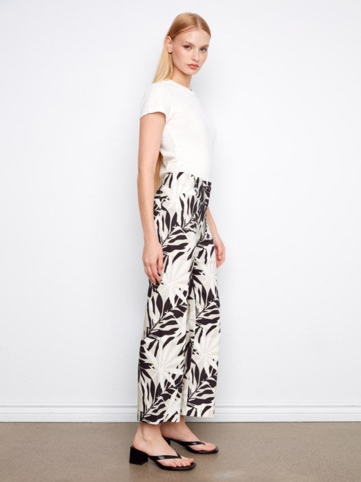 Charlie B Printed Cropped Linen Blend Pants