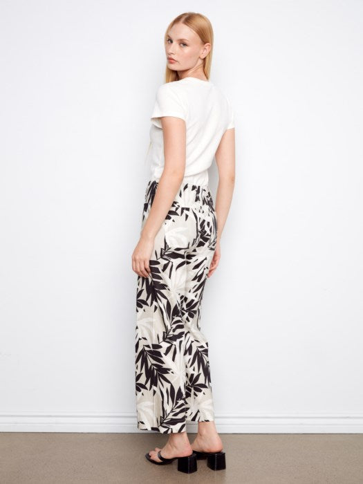 Charlie B Printed Cropped Linen Blend Pants