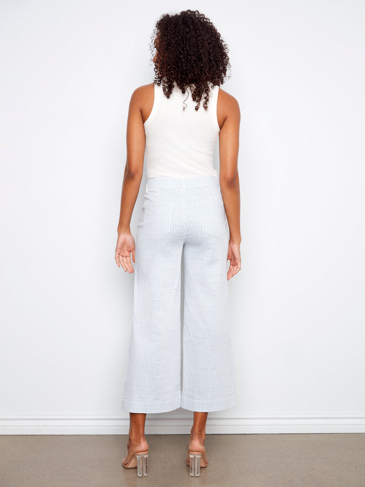 Charlie B Cropped Patch Pocket Flare Flex Twill Pants