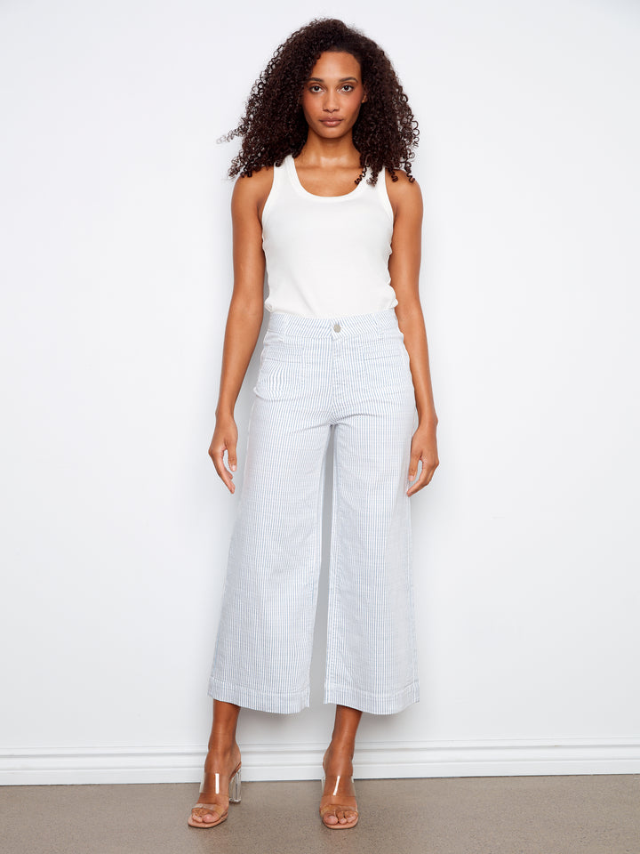 Charlie B Cropped Patch Pocket Flare Flex Twill Pants