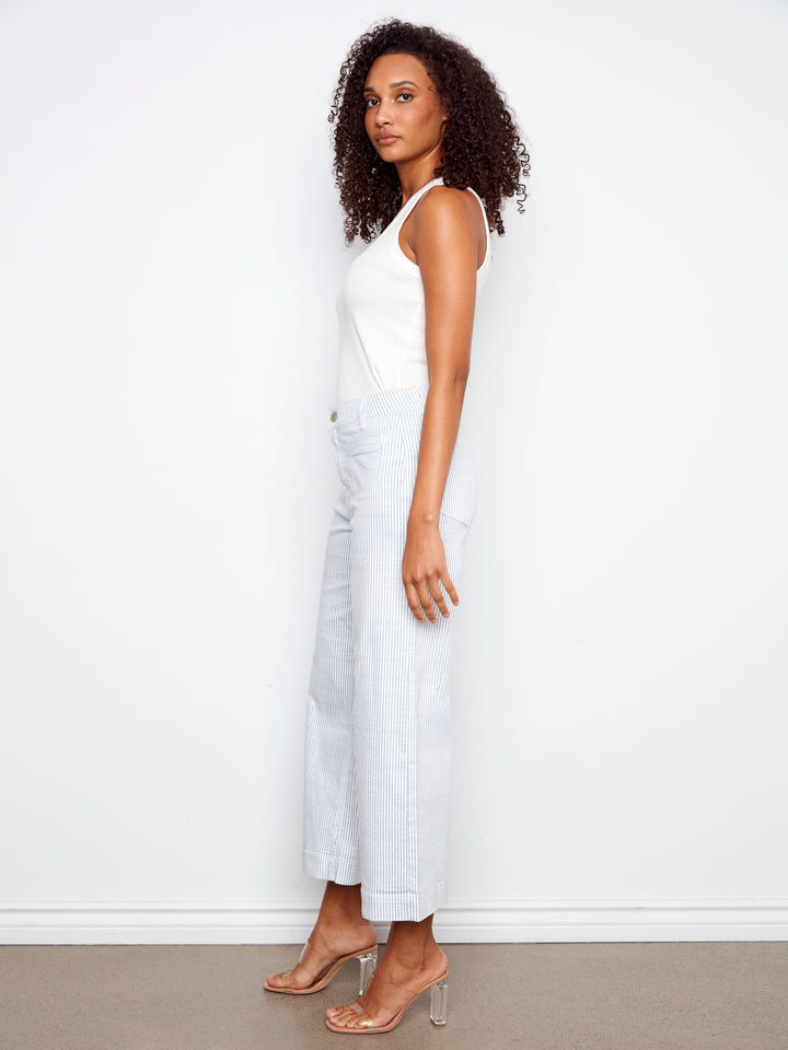 Charlie B Cropped Patch Pocket Flare Flex Twill Pants