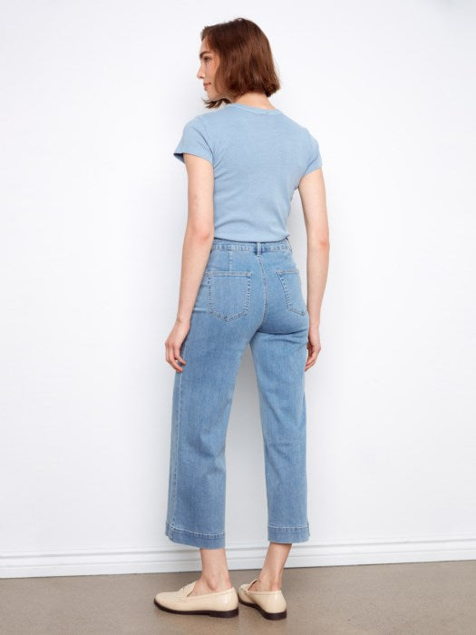 Charlie B Cropped Patch Pocket Flare Jeans
