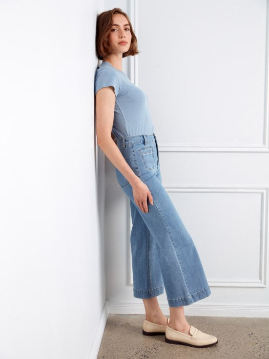 Charlie B Cropped Patch Pocket Flare Jeans