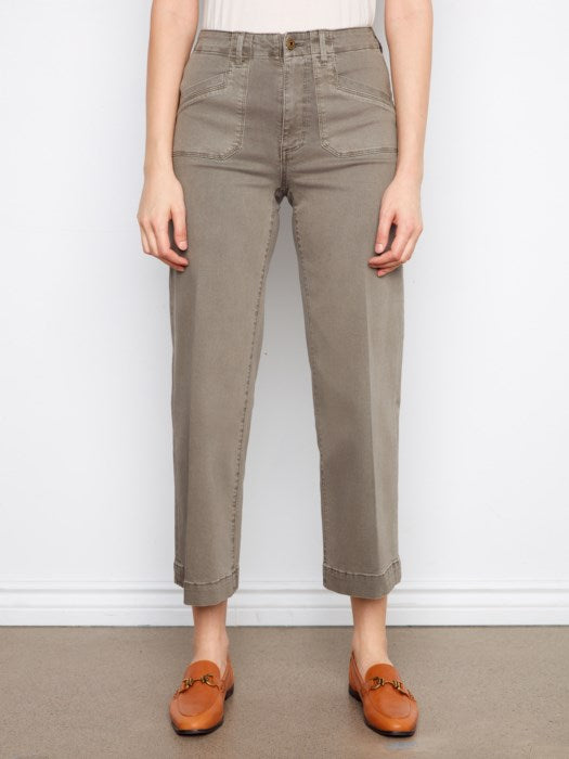 Charlie B Cropped Wide Leg Stretch Twill Jeans