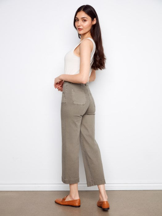Charlie B Cropped Wide Leg Stretch Twill Jeans