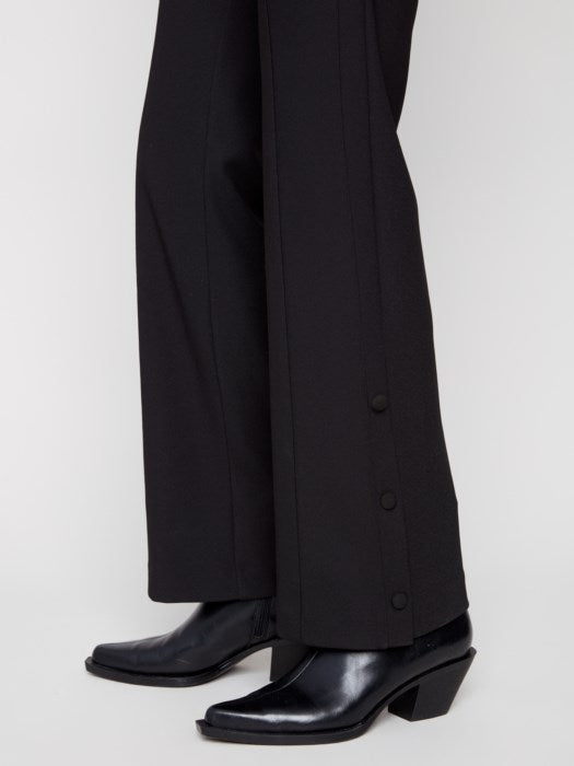 Charlie B Gutsy Crepe Flare Pants with Buttons and Hem Slit