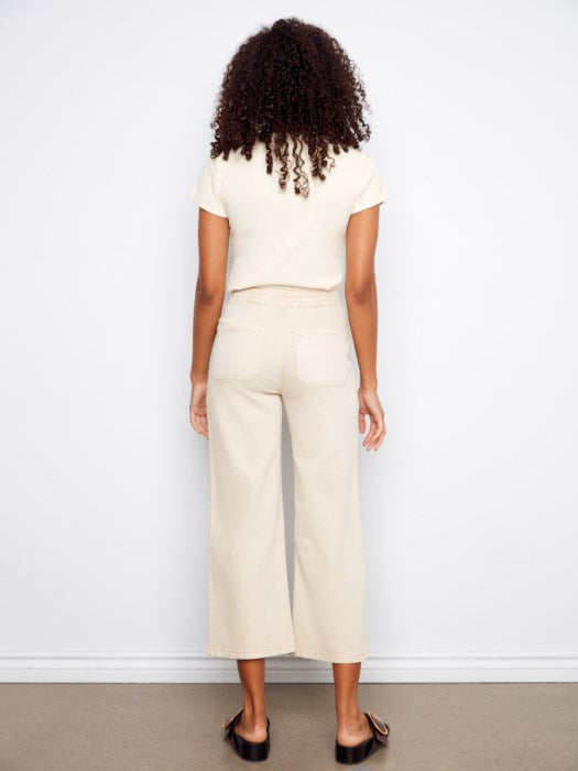 Charlie B Drawstring Wide Leg Twill Pants