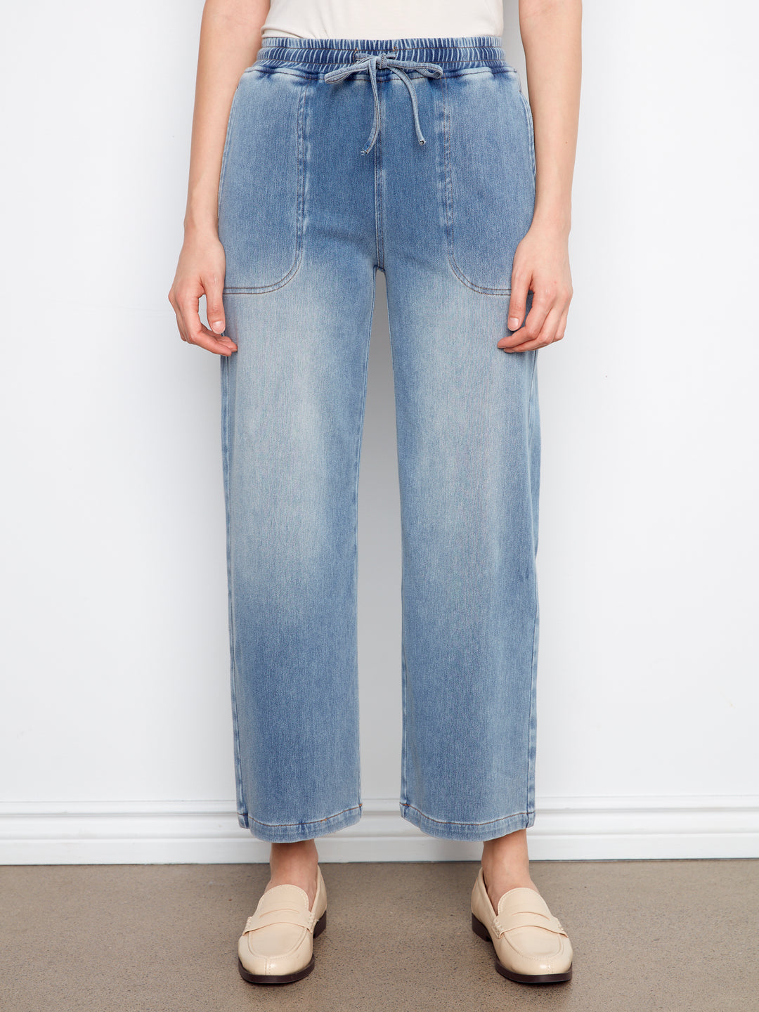 Charlie B Knit Denim Wide Leg Jogger Pants