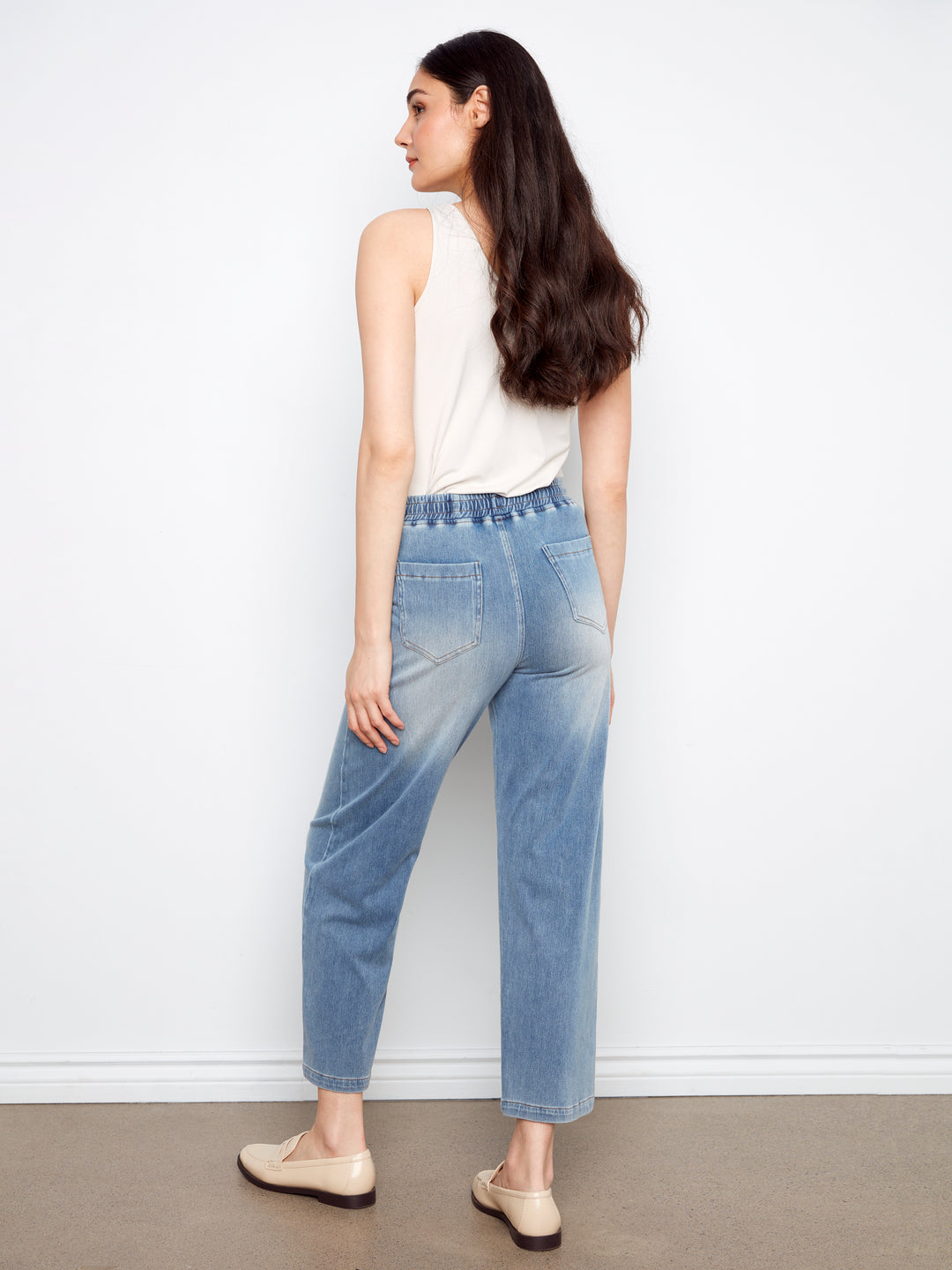 Charlie B Knit Denim Wide Leg Jogger Pants