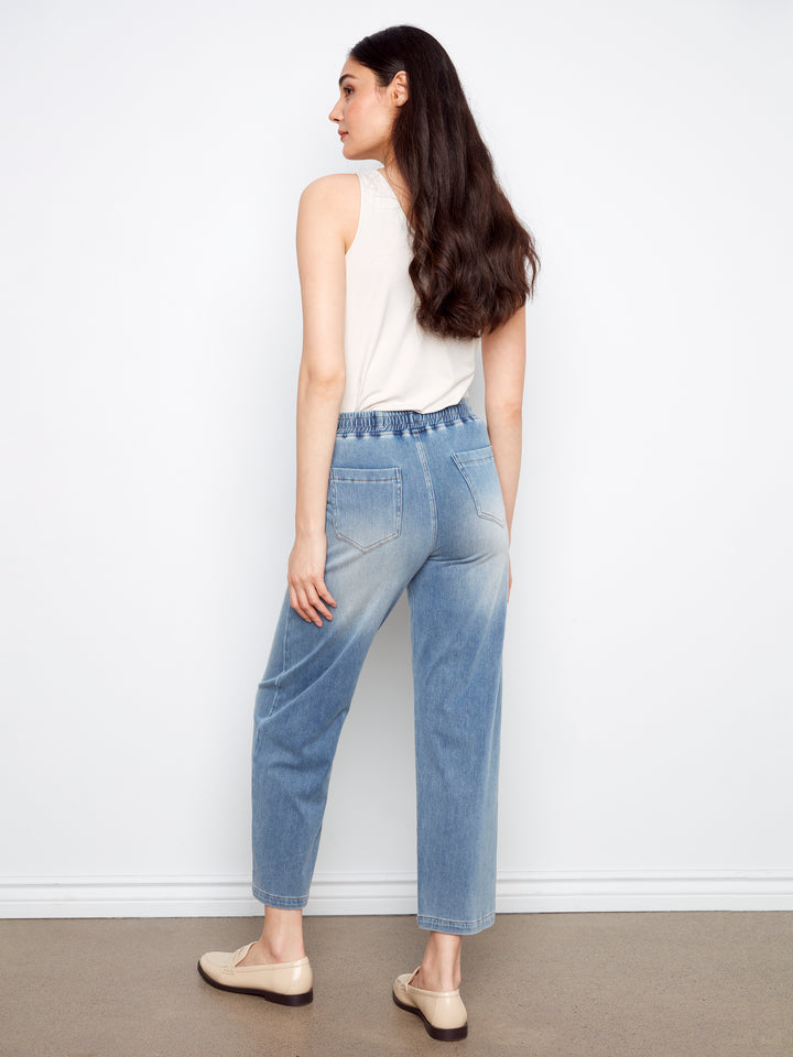Charlie B Knit Denim Wide Leg Jogger Pants